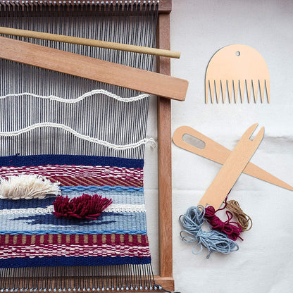 7-Delige Houten Weefset - Weefnaalden Weefspoel & Weefkam - Handweven DIY Gereedschap - Tapestry Wandtapijt Breien - Cadeau Breien Weven