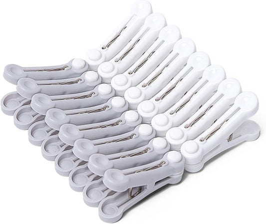 White and Grey Plastic Clothes Pegs - Multi-functional Small Clothespins for Clothing Bedding Socks Towels