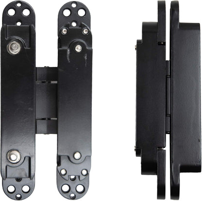 6 inch Hidden Door Hinges Invisible Hinges Concealed Hinges Zinc Alloy 180 Degree Swing Hinge 3 Way Adjustable Butt Hinge 6 x 2.5 x 1 inch (Black Pack of 3)
