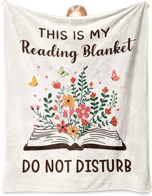 Book Lovers Gifts for Women Men, Flannel Soft Book Reading Blanket Decor, Reader Gifts for Birthday, Reading Accessories, Bookish Bookworm Gift - 50'' x 60''