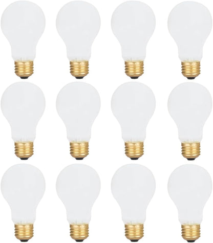 12 Pack 60 Watt A19 E26 Medium Base 130 Volt Incandescent Light Bulbs, Standard Household Bulbs for Ceiling Fan, Bedroom, Living Room