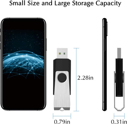 16GB 3 Pack USB Flash Drive 16GB USB Stick Bulk USB Drive 2.0 USB Key USB Thumb Drive Flash Drives 16gb Memory Stick for Computer (Black,3 pcs)