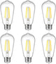 Vintage LED Edison Bulbs, 6W, Non-Dimmable, Equivalent 60W, High Brightness Cool White 4000K, ST58 Antique LED Filament Bulbs with 80+ CRI, E26 Medium Base, Clear Glass, 6 Packs