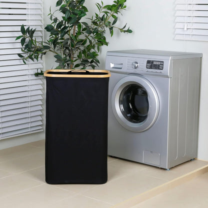 Laundry Hamper with Lid - Waterproof Freestanding Laundry Basket with Removable Liner Bag, Collapsible 110L Large Clothes Storage Laundry Bin with Easy Carry Bamboo Handle for Clothes Toys Organizer