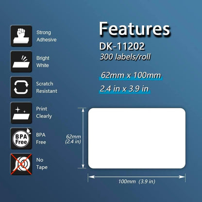 - Compatible Shipping Labels Replacement for Brother DK-1202 (2.4 in x 3.9 in), Use with Brother QL Label Printers [10 Rolls/3000 Labels]