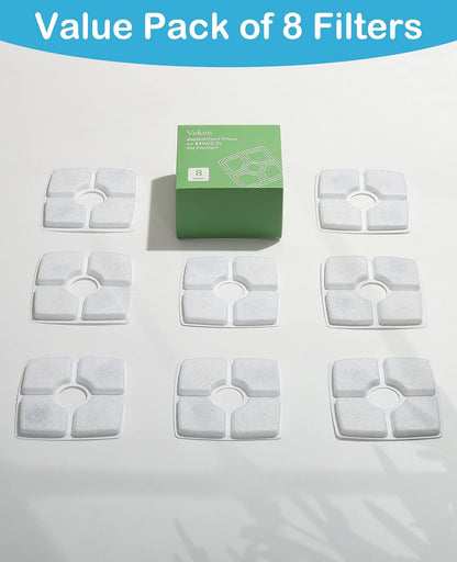 8 Pack Replacement Filters for 84oz/2.5L Automatic Pet Fountain Cat Water Fountain Dog Water Dispenser