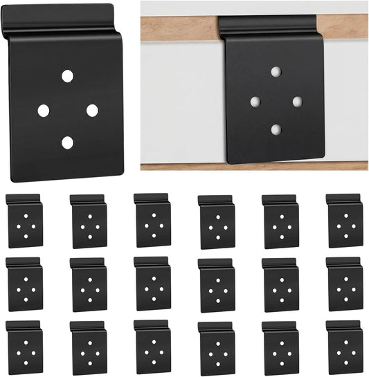 20 Pack Slatwall Metal Plate Mount Backplate Mounting Adapter to Make Items Slatwall Compatible Heavy Duty Steel Bracket with 4 Pre-Drilled Holes Backplate for Secure Display (Black)