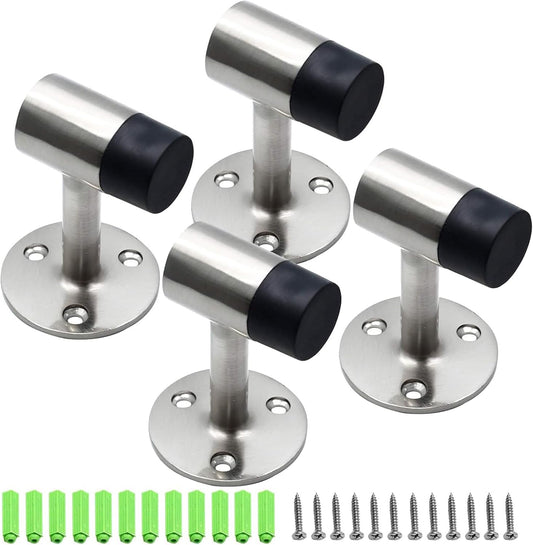 3 Inch / 75mm Heavy Duty Floor Stop, Door Stopper Stainless Steel Brushed Nickel - Pack of 4