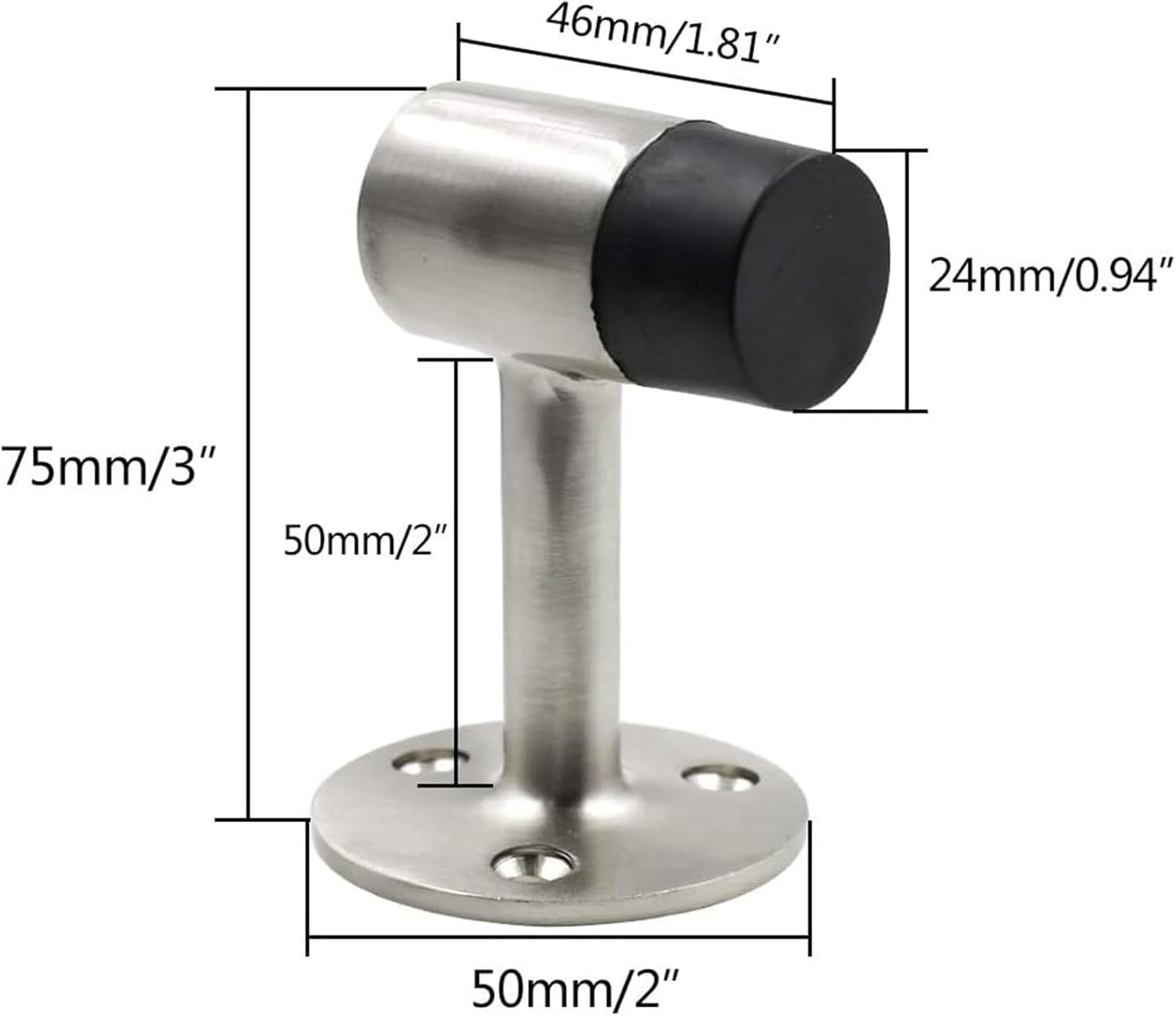 3 Inch / 75mm Heavy Duty Floor Stop, Door Stopper Stainless Steel Brushed Nickel - Pack of 4