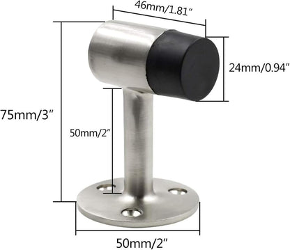 3 Inch / 75mm Heavy Duty Floor Stop, Door Stopper Stainless Steel Brushed Nickel - Pack of 4