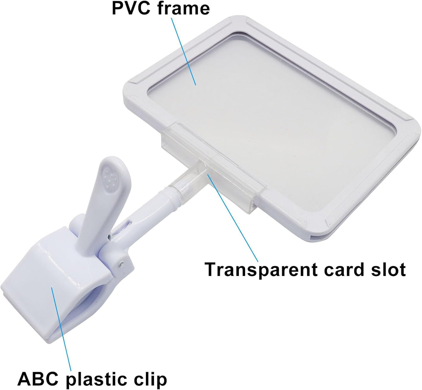 7 Pack White Acrylic Sign Holder with Clamp, 7x9 Inch Double Head Display Clips with Rotating Base and Sign Clip for Clothing, Retail, Boutique Display