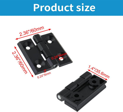 Black Butt Hinge Zinc Alloy Door Hinge Heavy Duty Boat Hatch Hinges Residential Bed Room Hinge for Doors Hardware 2.36" x 2.36" -4pcs