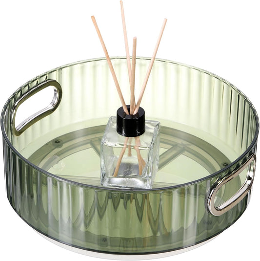 Lazy Susan Organizer, 8.7" Lazy Susan Turntable Organizer with Handle for Kitchen, Home, Office, Closet, Classroom, Laundry Room Organization, Green