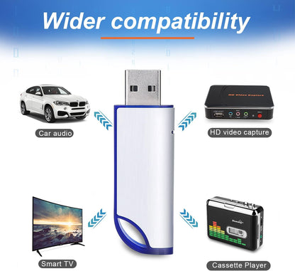 32GB FAT32 Format USB 2.0 Flash Drives, USB Memory Stick for Game Capture Card/Cassette Player/Computer/Laptop/External Data Storage with Indicative Light