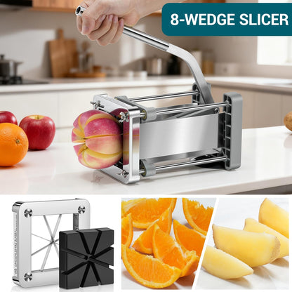 French Fry Cutter,  Professional Stainless Steel Potato Cutter with 1/2", 1/4", 3/8" & Wedge Blades for Potatoes, Carrots, Apples