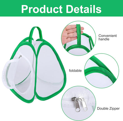 2 Pcs Mini Butterfly Habitat Cage- 10 x 8.8 x 8 Inch Collapsible Insect Mesh Cage- Portable Butterfly Net Habitat with Zipper for Transporting and Raising