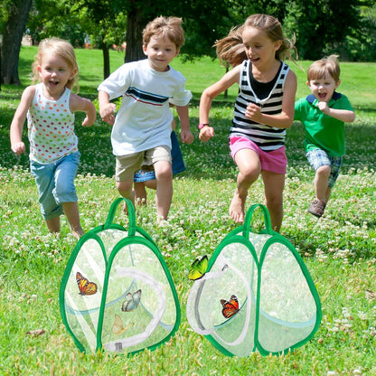2 Pcs Mini Butterfly Habitat Cage- 10 x 8.8 x 8 Inch Collapsible Insect Mesh Cage- Portable Butterfly Net Habitat with Zipper for Transporting and Raising