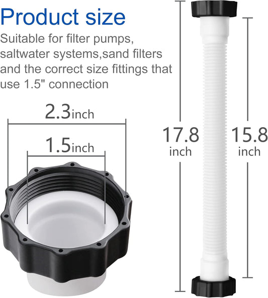 15.8" Pool Pump Replacement Hose- Salt Water Pump Hose for Above Ground Pool- Pool Sand Filter Pump Hose for Filter Pump and Saltwater Systems