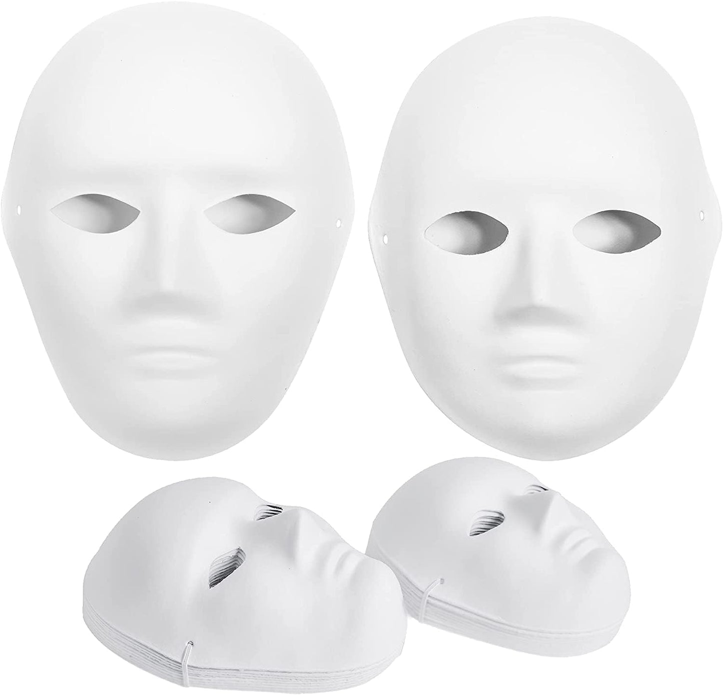 (30+16PCS) Paper Mache Masks & Cat Mask White Blank for Party, Cosplay, Artistic Projects, Theater, Halloween, Masquerade Parties, Classroom Art
