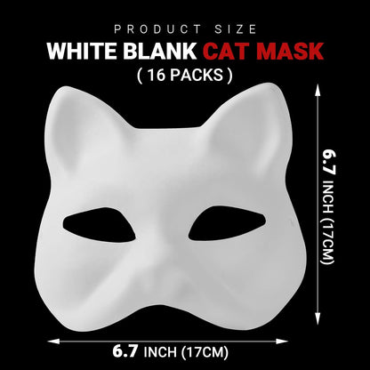 (30+16PCS) Paper Mache Masks & Cat Mask White Blank for Party, Cosplay, Artistic Projects, Theater, Halloween, Masquerade Parties, Classroom Art