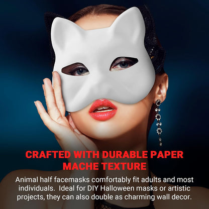 (30+16PCS) Paper Mache Masks & Cat Mask White Blank for Party, Cosplay, Artistic Projects, Theater, Halloween, Masquerade Parties, Classroom Art