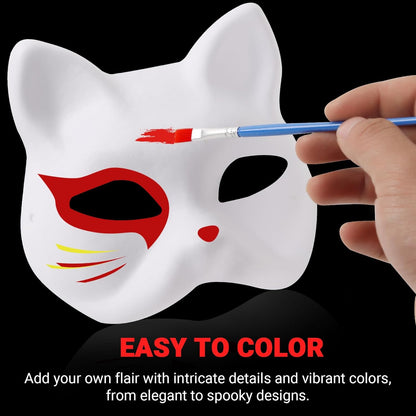 (30+16PCS) Paper Mache Masks & Cat Mask White Blank for Party, Cosplay, Artistic Projects, Theater, Halloween, Masquerade Parties, Classroom Art