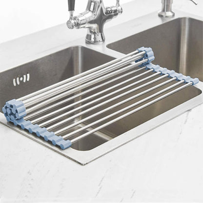 Over The Sink Dish Drying Rack，Foldable Dish Drainer, Gray + 4 Piece Wood Chisel Sets Woodworking Tools Set