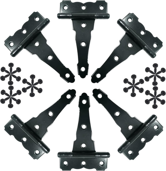 4 inch Strap Hinges - Heavy Duty, Rustproof, Classic Antique Shed Door Hinges (6, 4 inch)