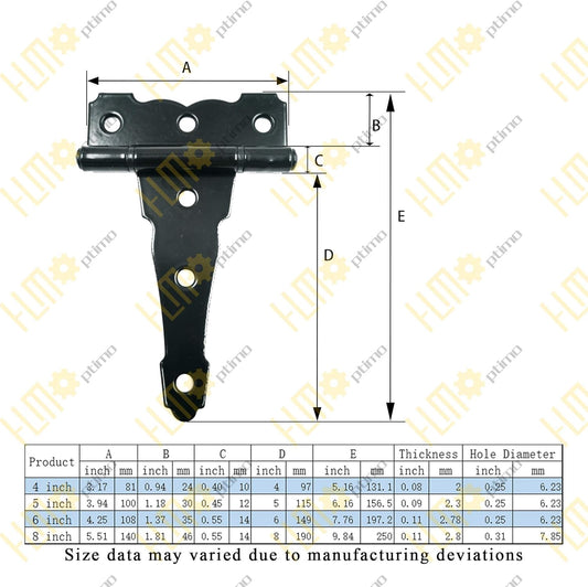 4 inch Strap Hinges - Heavy Duty, Rustproof, Classic Antique Shed Door Hinges (6, 4 inch)