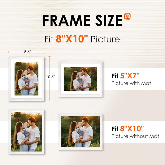 White 8x10 Picture Frame&8.5x11 Diploma Frame, Black Picture Frame With Clear Plexiglass, 2 Pack Certificate for Wall Display, Document Frame, High School Diploma