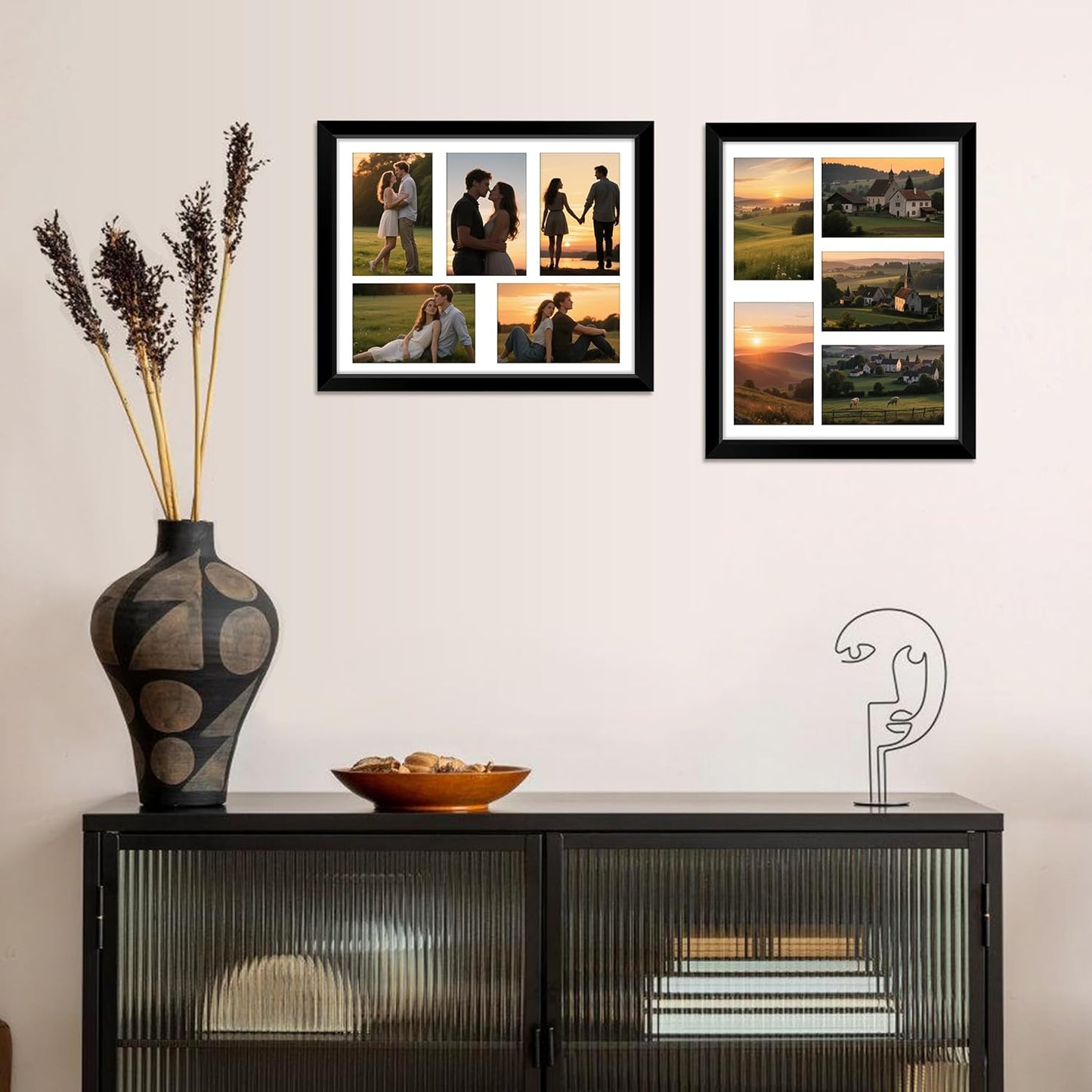 White 8x10 Picture Frame&11x14 Picture Frames Collage Wall Decor, Display 5 Pcs 4x6 Photos with Mat or 1 Pack 11x14 Poster without Mat, 4x6 Multiple Picture Frames, Family Collage Pi