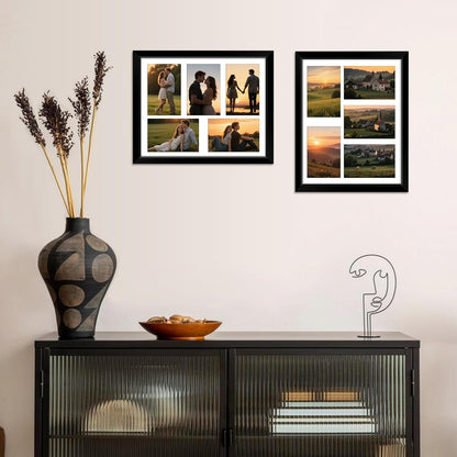 White 8x10 Picture Frame&11x14 Picture Frames Collage Wall Decor, Display 5 Pcs 4x6 Photos with Mat or 1 Pack 11x14 Poster without Mat, 4x6 Multiple Picture Frames, Family Collage Pi