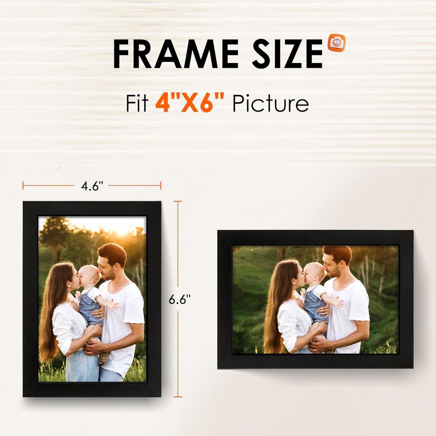 White 8x10 Picture Frame&4x6 Picture Frame Set of 4, 4x6 Photo Frames with HD Plexiglass for Wall Hanging or Tabletop Display, Black