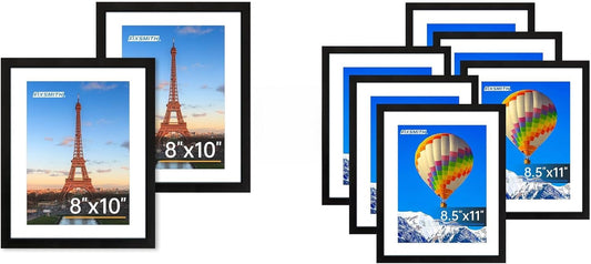 8x10 Picture Frame Set of 2 & 8.5x11 Picture Frame Bulk-6 Pack