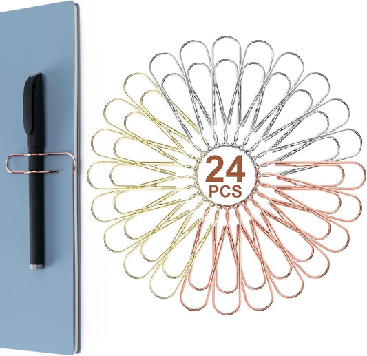 24 Pack Pen Holder for Notebook, Multi-Purpose Metal Paper Clip Pencil Holder, Easy to e for Office,School,Bank,Classroom Mt Haves,Teacher Supplies Accessories,Desk Organizer,Small Gift