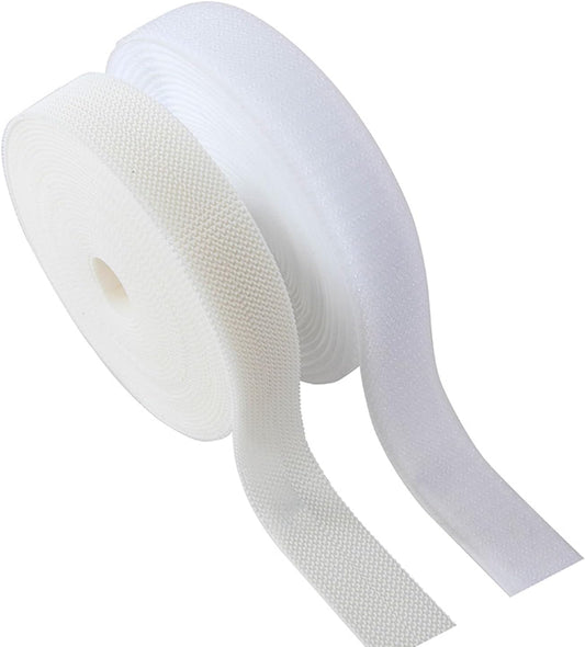 Sew on Hook and Loop Strips 3/4in x 5yd | Easy to Sew | Excellent Grip | Non-Adhesive Back Nylon Strips Fabric Fastener Non-Adhesive Interlocking Tape for Clothing Sewing Crafts and DIY, White