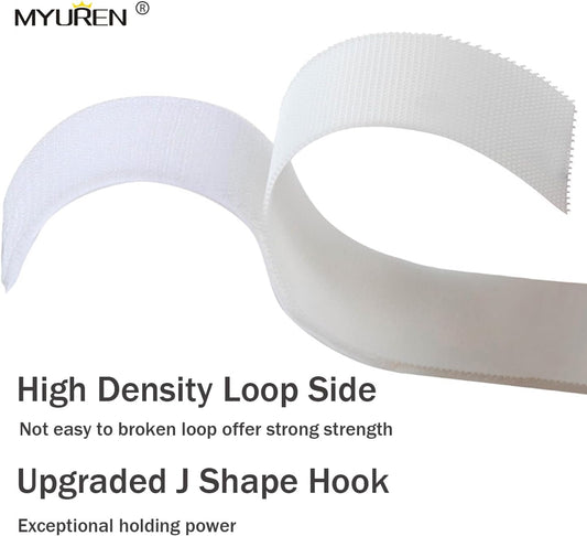 Sew on Hook and Loop Strips 3/4in x 5yd | Easy to Sew | Excellent Grip | Non-Adhesive Back Nylon Strips Fabric Fastener Non-Adhesive Interlocking Tape for Clothing Sewing Crafts and DIY, White