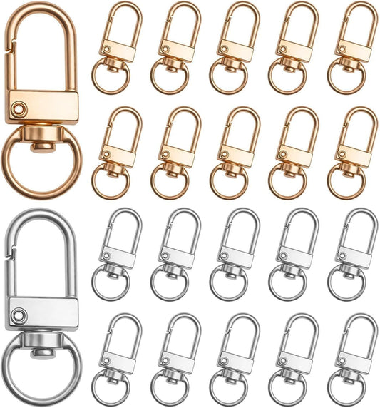 20Pcs 1.26 x 0.39 Inch Swivel Snap Key Chain Clip Hook Small Metal Lobster Claw Clasp Mini Swivel Lanyards Snap Hooks for Bag Key Chains Connector Jewelry Making DIY Crafts Hardware Silver Finish