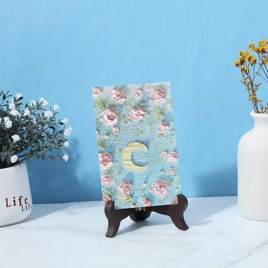 2 Pcs 3.94in Wooden Easel Plate Holder, Decorative Wooden Display Stand, Folding Small Easels for Display, Brown Small Picture Stands for Display Picture Frame Book Dish Artwork Easels