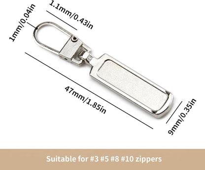 Metal Zipper Pull Replacement for Small Holes, Detachable, Repair for Jacket, Bag Boots, Purse, Coat, Pants (5 Pcs Silver)