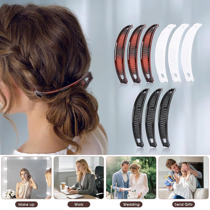 9 Pcs Banana Clips,Banana Hair Clips Ponytail Hair Holder for Long Thick and Curly Hair Women Girls(Brown,Black,White)
