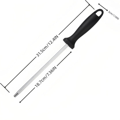 13" Professional Knife Sharpening Steel Rod - High Carbon Magnetic Honing Rod for Kitchen Chef Knives, Ergonomic Non-Slip Grip with Durable Serrations & Hanging Hole - Multi-Purpose for Home (13IN)