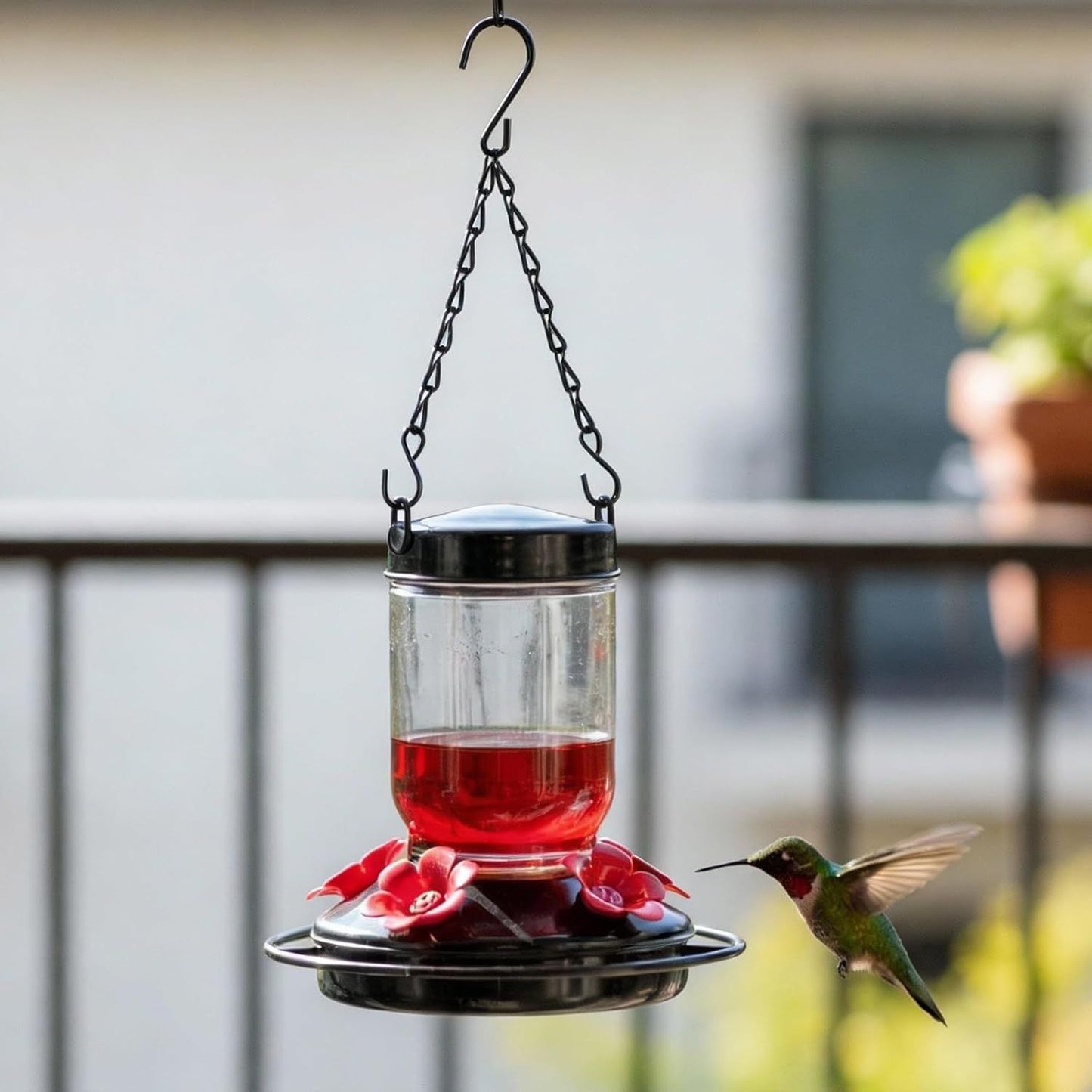 Black 4 Pack Hanging Chain for Bird Feeders, Planters, Lanterns, Wind Chimes, Decorative Ornaments and Birdbaths Basket Extender Chain Outdoor Indoor (9.5 Inch)