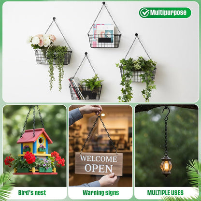 Black 4 Pack Hanging Chain for Bird Feeders, Planters, Lanterns, Wind Chimes, Decorative Ornaments and Birdbaths Basket Extender Chain Outdoor Indoor (9.5 Inch)