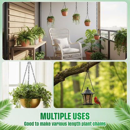 Black 4 Pack Hanging Chain for Bird Feeders, Planters, Lanterns, Wind Chimes, Decorative Ornaments and Birdbaths Basket Extender Chain Outdoor Indoor (9.5 Inch)