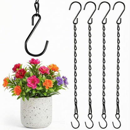 Black 4 Pack Hanging Chain for Bird Feeders, Planters, Lanterns, Wind Chimes, Decorative Ornaments and Birdbaths Basket Extender Chain Outdoor Indoor (9.5 Inch)