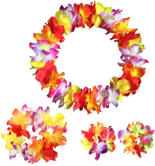 4 Pcs Multicolor Hawaiian Leis for Graduation Party, Dance Party, Photo Prop in Outdoors (Multicolor)