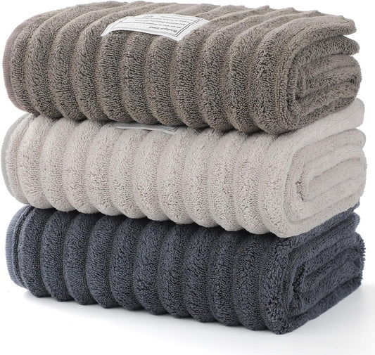 Luxury 3-Piece Quick-Dry Small Bath Towel Set – Ultra Soft Microfiber Hand Towels for Bathroom, Bar, Pool, Gym & Travel – Elegant Twill Design(14”x 29.6”)