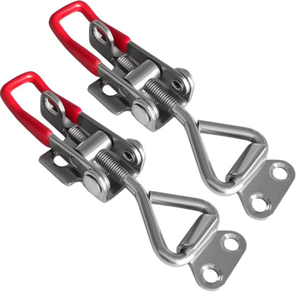 Toggle Latch Clamp 4001 with Lock Hole, 304 Stainless Steel Adjtable Heavy Duty Pull Hasp Latches For Smoker Cabinet Tool Box Case Trunk Door, 330Lbs Holding Capacity (2 Pack)