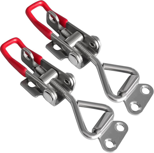 Toggle Latch Clamp 4001 with Lock Hole, 304 Stainless Steel Adjtable Heavy Duty Pull Hasp Latches For Smoker Cabinet Tool Box Case Trunk Door, 330Lbs Holding Capacity (2 Pack)